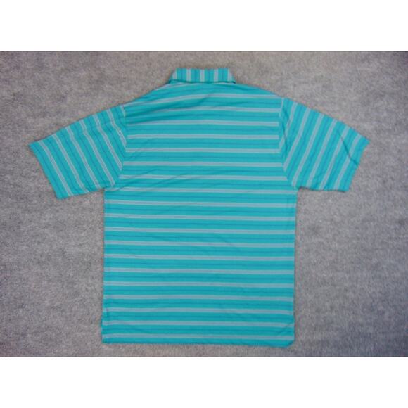 Fennec Polo Shirt Mens Large Teal‎ Blue Striped Short Sleeve Golf Casual - Picture 3 of 8